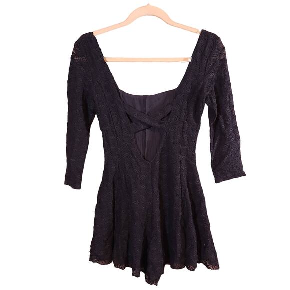 Kimchi Blue Dezzie Black Lace Square Neck Romper Boho Witchcore Women's S - Picture 6 of 8